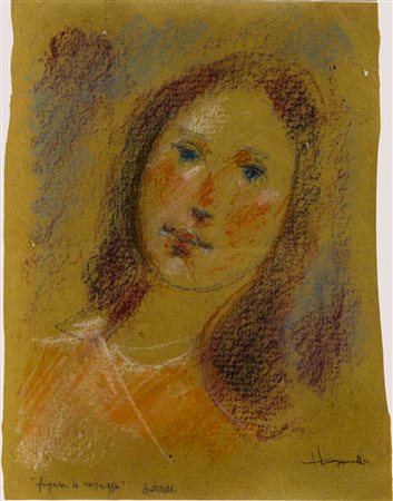 TRENTO LONGARETTI (1916 - 2017) Figura o ragazza Pastello su carta 33,5 x 26...