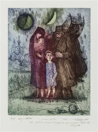 TRENTO LONGARETTI (1916 - 2017) Povera gente 1997 Acquaforte e tecnica mista...