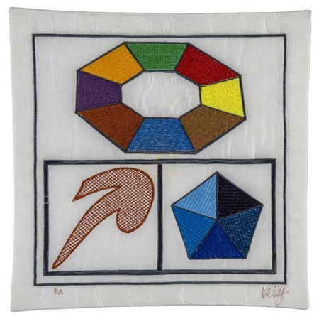 LUCIO DEL PEZZO (1933) Anello cromatico Arazzo su tessuto matelassato con...