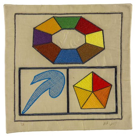 LUCIO DEL PEZZO (1933) Anello cromatico Arazzo su tessuto greggio matelassato...