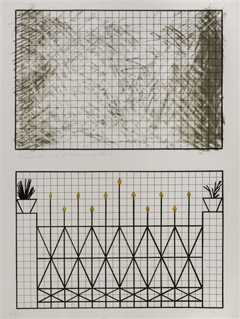 ALDO MONDINO (1938 - 2005) Cancello 1963 Serigrafia, es. 115/120 80 x 60 cm...