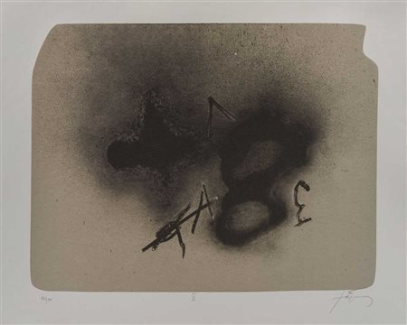 TAPIES ANTONI V Litografia su carta Arches BFK Rives France, es. 94/100,...