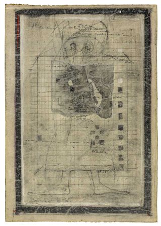 MUSSIO (1925 - 2006) Senza titolo Tecnica mista con collage su carta...