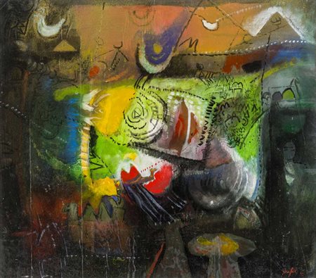 MEDHAT SHAFIK (1956) Senza titolo 1993 Tecnica mista su carta applicata su...