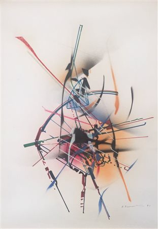 Edoardo Franceschini Catania 1928 Senza titolo 1980 Olio su cartoncino 70x50...