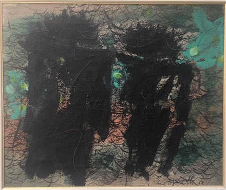 Ercole Pignatelli Lecce 1935 Segno e immagine 1962 Olio su tela 38x47...