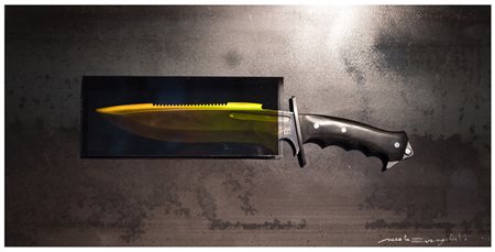 Nicola Evangelisti Bologna 1972 Holy Knife 2018 immagine olografica e acciaio...