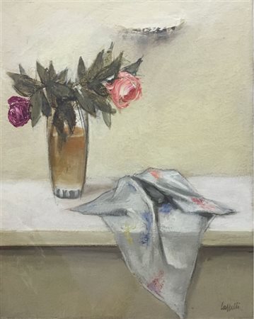 Giovanni Cappelli Cesena 1923 Due rose Tecnica mista su tela 50x40...