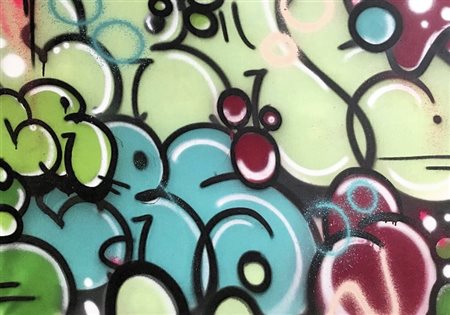 MAXCRASH Magenta 1999 BUBBLE 2014 SPRAY SU TELA 70x100 Certificato di...