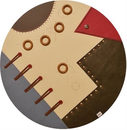 Antonio Fumagalli Monza 1977 Geometrie 2012 Pelle su legno 50x50 Certificato...