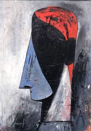 Adelchi Galloni Varese Ligure 1936 Head 2004 Acrilico su legno 59x41...