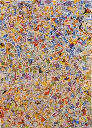 Luigi Rotundo Foggia 1961 Picachù si diverte 2016 collage di figurine 68x48...