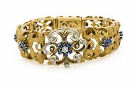 Bracciale in oro giallo e bianco con n. 9 brillanti del peso complessivo di...