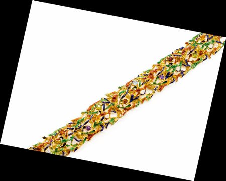 Bracciale in oro giallo, gr. 64,6, con smalti e pietre semipreziose.
