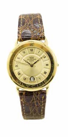 Orologio da uomo Glycine in acciaio, quadrante con numeri romani e datario...