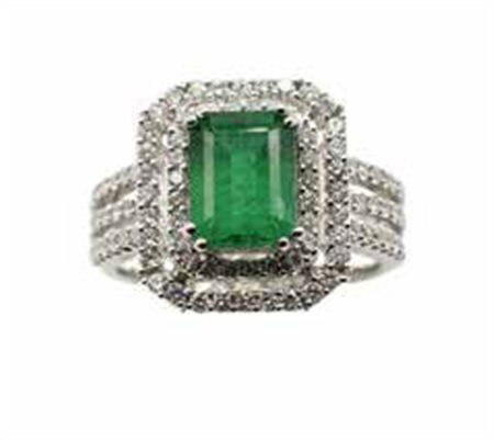 Anello in oro bianco, gr. 7,8, con diamanti del peso complessivo di ct. 0,95...