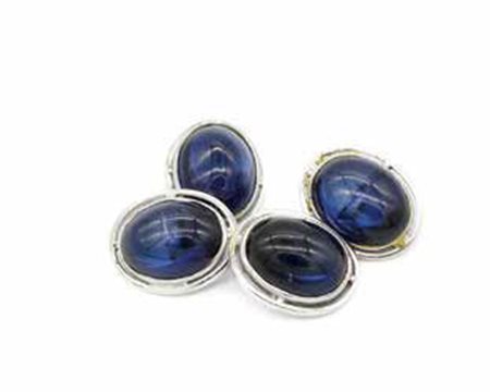 Gemelli in oro bianco, gr. 8,90, con zaffiri cabochon