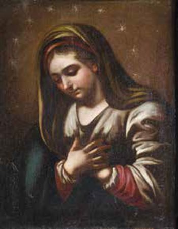 Scuola Napoletana del XVII/XVIII secolo MADONNA olio su tela, cm 63x49