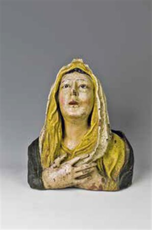 Scuola Italiana del XIX secolo MADONNA terracotta dipinta, altezza cm 26