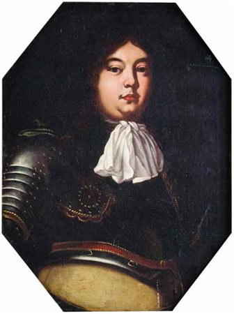 Scuola Lombarda del XVII/XVIII secolo ARMIGERO olio su tela, cm 81x60
