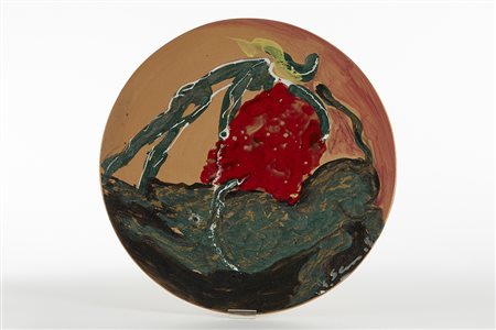 Umberto Ghersi (Albisola 1913 - Albisola 1993)Piatto in terracotta decorata...