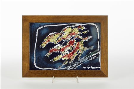 Umberto Ghersi (Albisola 1913 - Albisola 1993)Formella in terracotta decorata...