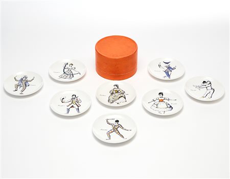 Piero Fornasetti (Milano 1913 - Milano 1988)Set completo di otto...