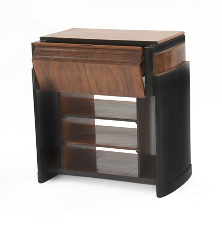 Mobiletto déco ad un'antina ribaltabile celante pianetto e vani a giorno,...