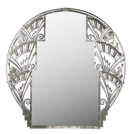 Manifattura francese Grande specchiera Art déco di forma scalettata con...