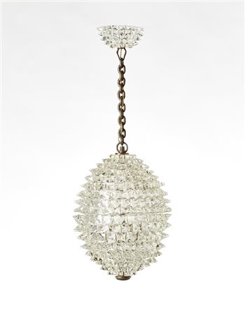 ERCOLE BAROVIER ( Murano 1889 - Venezia 1974 ) Lampada a sospensione in vetro...