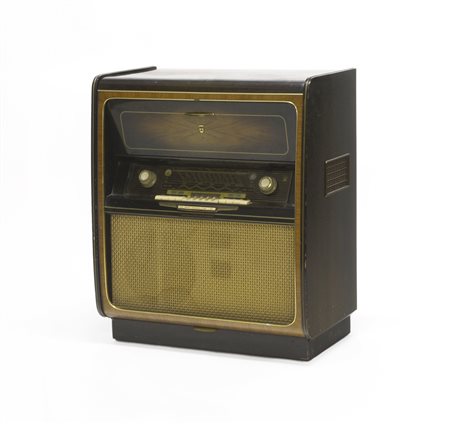 Mobile radio e giradischi con corpo in legno. Produzione Grundig, anni '40....