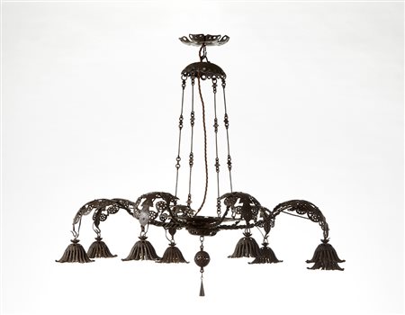 Alessandro Mazzucotelli (Lodi 1865 - Milano 1938)Lampada a sospensione in...