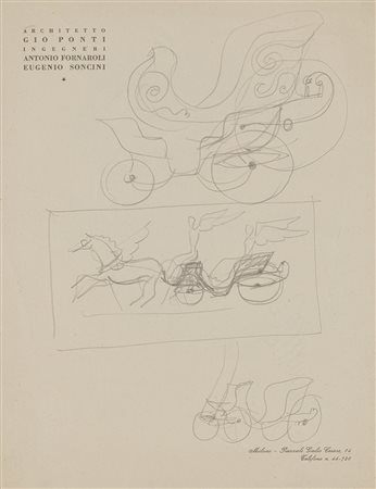 Gio Ponti (Milano 1891 - Milano 1979)"Carro con angeli"Schizzo per la...