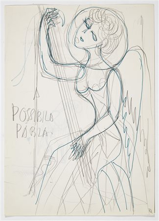 Gio Ponti (Milano 1891 - Milano 1979)"Angelo - donna musicante"Disegno di un...