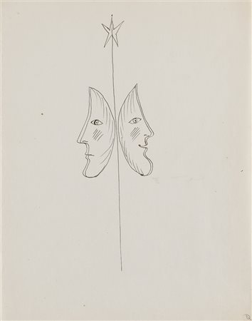 Gio Ponti (Milano 1891 - Milano 1979)"Bilunio"Disegno raffigurante una stella...