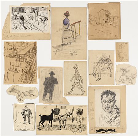 Gio Ponti (Milano 1891 - Milano 1979)Lotto di undici piccole caricature,...