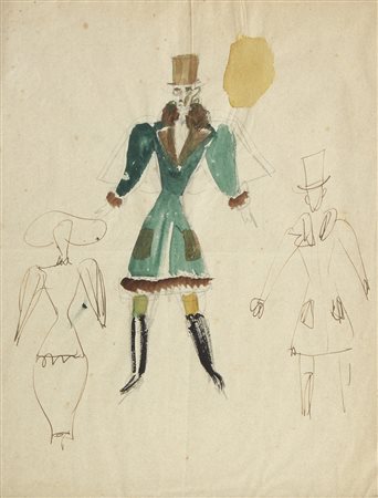 Gio Ponti (Milano 1891 - Milano 1979)"Il gentiluomo"Bozzetto per i costumi di...