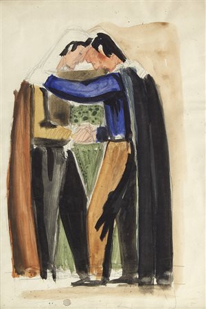 Gio Ponti (Milano 1891 - Milano 1979)"L'abbraccio"Bozzetto raffigurante...