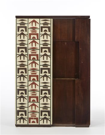 Mario Sironi (Sassari 1885 - Milano 1961)Stipo bar in legno di noce. Parte...