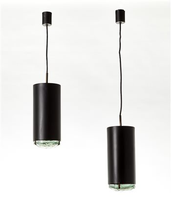 Lumi (Attribuito)Due lampade a sospensione. Milano, anni '60. corpo...