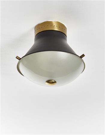 Oscar Torlasco Plafoniera. Produzione Lumi, Milano, anni '60. vetro lattimo...