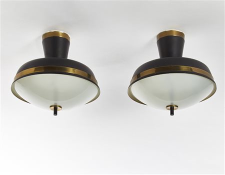 Oscar Torlasco Due lampade a plafone. Produzione Lumi, Milano, anni '60....