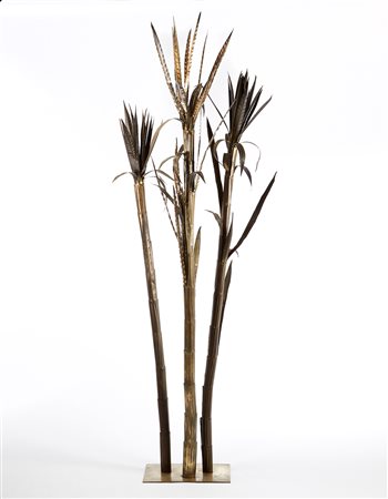 Manifattura italiana Palma decorative in lamina di ottone sbalzata. Anni '70....