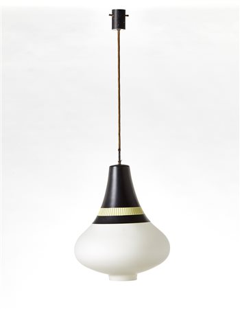 Stilnovo Lampada a sospensione. Milano, 1964/1965. Diffusore in vetro...