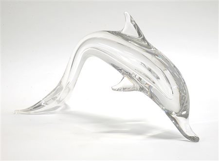 Vilca "Delfino"Scultura in cristallo trasparente incolore. Italia, seconda...