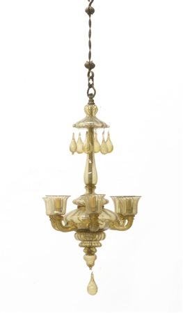 MANIFATTURA DI MURANO Lampadario a sei luci in vetro soffiato costolato...