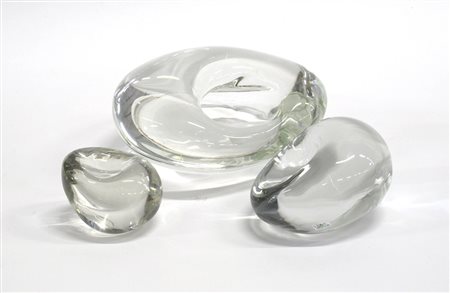 Barbini Lotto composto da tre presse papier in vetro massello trasparente...