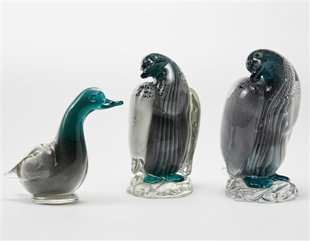 Alfredo Barbini (Murano 1912 - Murano 2007)"Anatre"Lotto composto da tre...