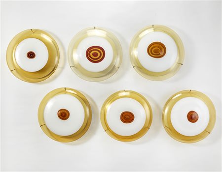 Gianmaria Potenza (Venezia 1936)Sei lampade da parete in vetro soffiato...