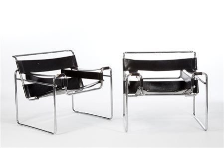Marcel Breuer (Pécs 1902 - New York 1981)Coppia di poltrone modello "B3" o...